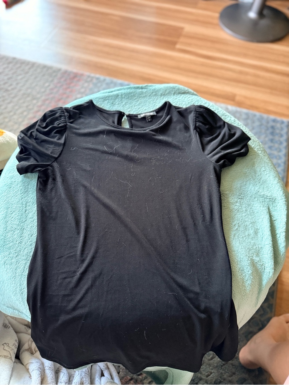 Express Black Puff Sleeve Short Sleeve Tee